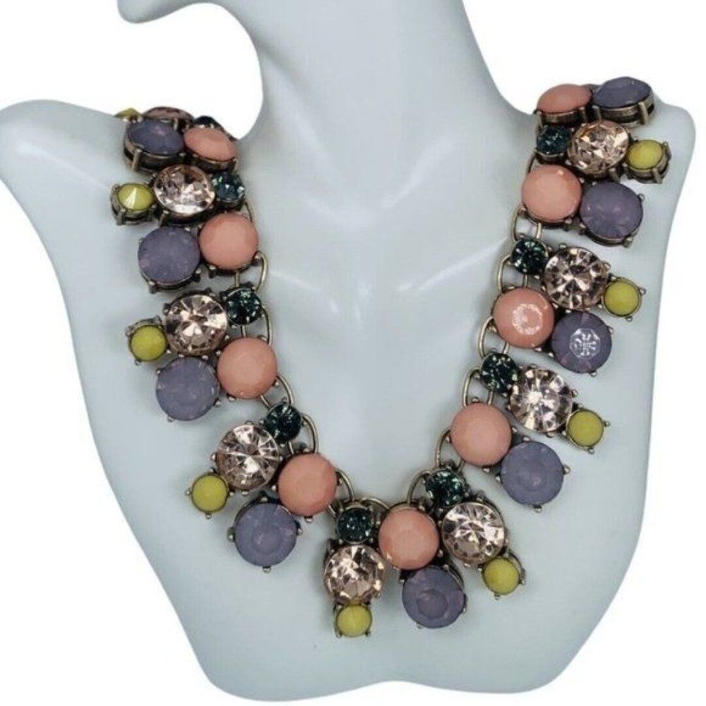 RJ Graziano Icy Pastel Runway Couture Statement Necklace 21" Brass Regencycore